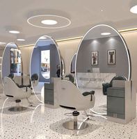 Nouveau Fauteuil de Salon et Miroir 2024, Fauteuil de Barbier Inclinable, Chaise de Coiffure Ajustable, Mobilier de Salon de Coiffure