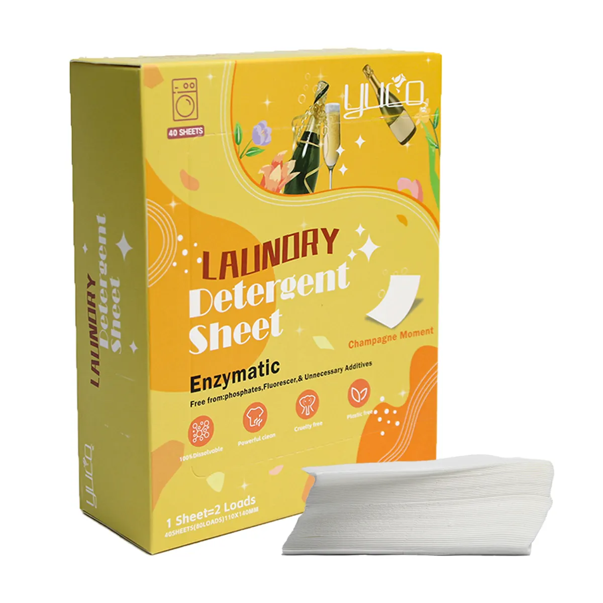 Custom Concentrated Plant Extract Laundry Strip Stain Remove Deep Cleaning Laundry Detergent Sheets For Sensitive Skin