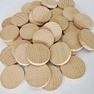 1-5cm legno naturale colore faggio rotondo moneta fetta fai da te artigianato in legno ritaglio chip - Product Image 4