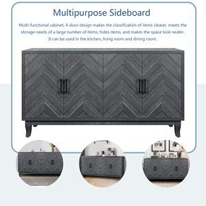 Credenza Stile Vintage a 4 Ante, Mobile di Stoccaggio in Legno, Design Rinforzato per Uso Domestico - Product Image 3