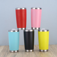 Mug de voyage isotherme à double paroi de 20 oz avec logo personnalisé, revêtement en poudre, gobelet de fête, gobelet en acier inoxydable pour gravure au laser