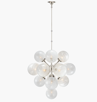 Lámpara de Techo Colgante de Cristal YH Cristal, con Bolas de Cristal y Latón, para Sala de Estar, Comedor, Cocina, Isla, Iluminación Interior, LED