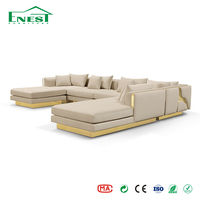 Canapé modulaire en velours de luxe moderne en forme de L, ensemble de canapés en tissu écologique, grand mobilier de salon pour villa, hôtel et manoir