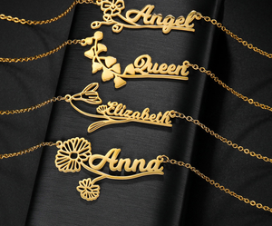 สร้อยคอส่วนบุคคลของขวัญยอดนิยมสร้อยคอห่วงโซ่รูปดอกไม้ประดับอัญมณีสร้อยคอรูปตัวอักษรที่มีเสน่ห์ - Product Image 1