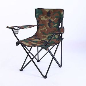Outdoor Folding Chair Camouflage Armrest Portable Camping Fishing Beach Chair Iron <b>Frame</b> - Product Image 1