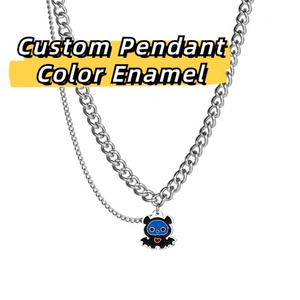 Collar de Diablo en Oferta, Regalo de Halloween, Esmalte Negro y Azul, Personalizado, Collar con Colgante de Acero Inoxidable para Hombre y Mujer - Product Image 2