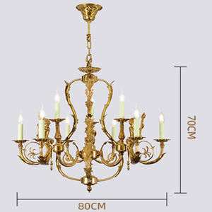 Escultura Wolf Boy Chandelier Cobre Corsé Colgante Vela Doble Hilo Rama Motivo Chapado en Oro Lámpara Colgante - Product Image 3