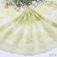 Dentelle extensible en nylon et élasthanne à motif floral, 22 cm, violet, vert citron, en maille douce, pour sous-vêtements