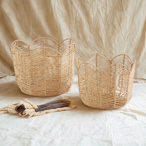 Woven <b>Storage</b> <b>Basket</b> Round Handmade Rattan <b>Basket</b> For Bathroom Toy Organizer <b>Large</b> 40x31Cm Standing Type - Product Image 4