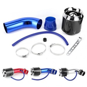 Kit Universal de Admisión de Aire de Aluminio Azul Rojo Negro Plateado con Abrazaderas para Mejora de Automóviles - Product Image 1