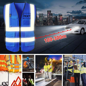 Gilet <span class=keywords><strong>de</strong></span> sécurité réfléchissant haute visibilité personnalisé pour hommes, en polyester, avec poches et logo, pour la construction et la sécurité au <span class=keywords><strong>travail</strong></span> - Product Image 4