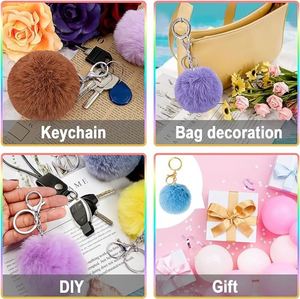 Porte-clés Pompon en Gros, Multicolore, Pelucheux, Boule de Fourrure Synthétique de 8 cm, Porte-clés Pompon en Fausse Fourrure de Lapin - Product Image 6