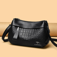 Sac à bandoulière pour femme, nouveau style 2026, en cuir PU, fermeture éclair, multi-compartiments, logo kangourou, en cuir synthétique souple