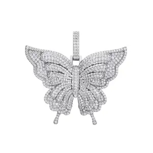 Fine Jewelry Splendid Gold Silver Rose Gold Cz Diamond 925 Silver Butterfly Charm Pendant Necklace