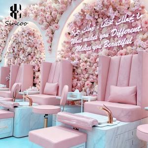 เก้าอี้ทำเล็บแบบยุโรปหุ้มหนังแท้สำหรับร้านทำเล็บ พร้อมไฟหลากสีสัน อ่างน้ำวนสปา ปั๊มระบายน้ำ และเก้าอี้นวดเท้า - Product Image 3
