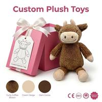 Boneka Sapi Coklat Kustom Super Lembut, Boneka Hewan Ternak Berbulu Keriting, Isi Kapas PP, Logo Kustom, Promosi Merek, Pereda Stres