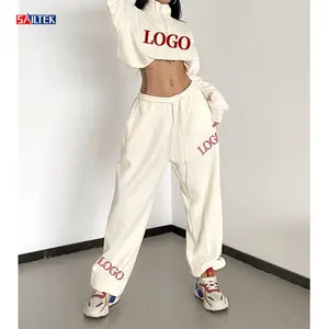 2024 New arrival fleece 2 piece set women streetwear waffle fabric two piece half zip crop sweatshirt and sweatpants set