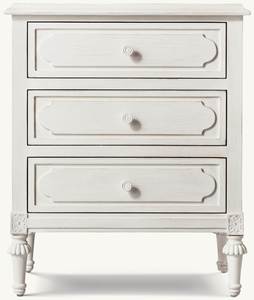 Lit rembourré en bois massif gris clair vieilli. Tête de lit incurvée en tissu pour lit double de style américain pour chambre principale. - Product Image 5