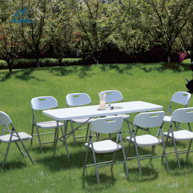 4 Stools Outdoor Camping Garden Party Folding Table Blow Moulded 120Lx61Wx58Hcm 