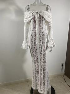 OUDINA Robes Décontractées à Épaules Dénudées en Dentelle Longue pour Femmes Américaines – Vente en Gros Tendance - Product Image 5