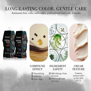 VOJO Tinta <span class=keywords><strong>per</strong></span> <span class=keywords><strong>Capelli</strong></span> Nera Naturale Permanente di Alta Qualità, Senza Ammoniaca, Non Appiccicosa, Colore Duraturo - Product Image 3