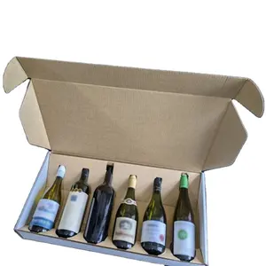 कस्टम शराब की बोतल वाहक शिपिंग गत्ते का डिब्बा कागज बॉक्स कार्टून बॉक्स के लिए पैकेजिंग बॉक्स शराब वाहक विभक्त के साथ