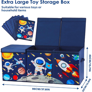 Tùy Chỉnh Thêm Lớn Trẻ Em Quần Áo Lưu Trữ Tổ Chức Trẻ Em Bin Đồ Chơi Ngực Oxford Có Thể Gập Lại Đồ Chơi Hộp Lưu Trữ Với Nắp Và Xử Lý - Product Image 2