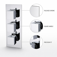 Robinet de douche thermostatique encastré à double poignée MK505 en laiton massif chromé poli, mitigeur mural contemporain