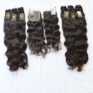 Tissage en lot brésilien naturel avec Lace Frontal Closure, cheveux bruts non traités, avec Lace Frontal Closure Transparent Hd - Product Image 1