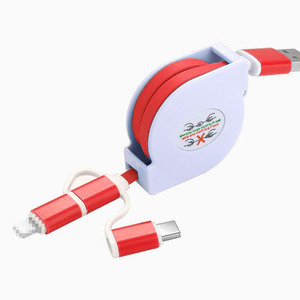 Retractable 3 In 1 Data <b>Cable</b> <b>Usb</b> A To Micro <b>Usb</b> Type C With Logo <b>Printing</b> For Mobile Phone Car Fast Charging - Product Image 2