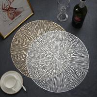 Sets de Table en Vinyle PVC Ajoué Or Métallisé, Décoration de Table pour Fêtes, Mariages et Réceptions, Sous-Assiettes