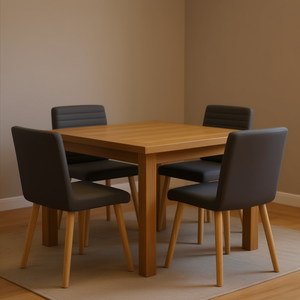 Juego de 4 sillas de comedor gris oscuro, patas de madera de piel sintética, diseño moderno para muebles de comedor en el hogar - Product Image 2