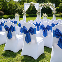 Bandes de chaise extensibles sans nœuds en polyester à sequins pour mariages, hôtels, banquets et événements
