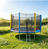 Trampoline pliable d'extérieur QIJUN 12 pieds avec structure en acier allié pour garçons et filles - Sûr et durable - Résistant sans filet de protection