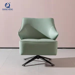 Yeşil deri döner eğlence sandalye yönetici ofis mobilya patron modern kanepe sandalye villa tek eğlence sandalye puf