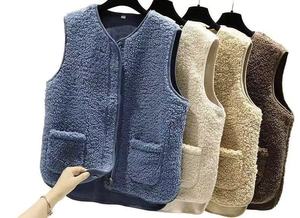 Veste sans manches décontractée pour <span class=keywords><strong>femme</strong></span>, veste coupe-vent zippée en polaire et <span class=keywords><strong>gilet</strong></span> d'hiver en <span class=keywords><strong>cachemire</strong></span> - Product Image 3