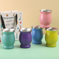 LMK204 tasse Mate en acier inoxydable 304, Mini Pot en forme de gourde argentinienne, tasse de ventre à Double couche, tasse isolée sous vide