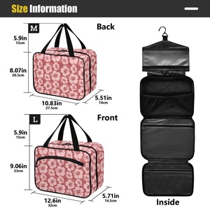 Portable Hawaii Hibiscus Flower Toiletry Bag <b>Makeup</b> <b>Storage</b> Foldable Dopp Kit Hanging Toiletry Bag Cosmetic Bag with Hook - Product Image 4