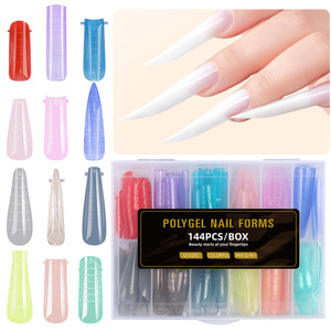 Lot de 144 formes à ongles en acrylique couleur macaron, moules d'extension rapide pour polygel, capsules d'ongles pour salon de manucure et nail art - Product Image 4