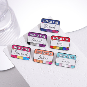 Merhaba ben LGBT broşlar özel Asexual Trans eşcinsel lezbiyen Metal emaye pimleri yaka rozetleri gurur gökkuşağı renk Dialog - Product Image 1