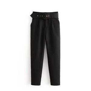 Vente en Gros Nouveau Pantalon Taille Haute Coupe Ajustée de Couleur Unie pour Femme avec Ceinture, Pantalon de Bureau Rétro Élégant Zippé pour Femme - Product Image 5