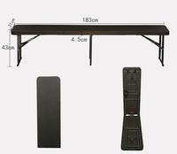 Einfache Rattan Muster Kunststoff Schreibtisch und Bierbank Klapptisch und Stuhl 180cm Kunststoff Klappbar in halben Tisch und Bank Set