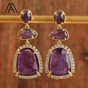 Orecchini a Lobo di Lusso in Cristallo <span class=keywords><strong>Gioielli</strong></span> da Sposa con Pietre Naturali Curative Ametista Amazzonite Labradorite Idea Regalo per Donna - Product Image 3