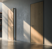 Porte coulissante dissimulée en WPC sur mesure, style bois moderne et minimaliste, pour chambre et salon (vente en gros)