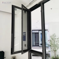 Ventana de Aluminio de Diseño Minimalista para Villas, Marco de Vidrio Aislante, Ventana Fija con Persianas, Marco de Vidrio Templado, Filipinas