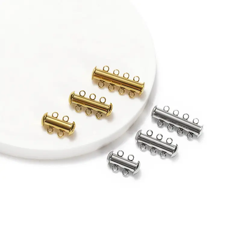 Stainless Steel Gold Silver Color Tarnish Free 2 3 4 Holes Bracelet Necklace DIY Accessories Clasps