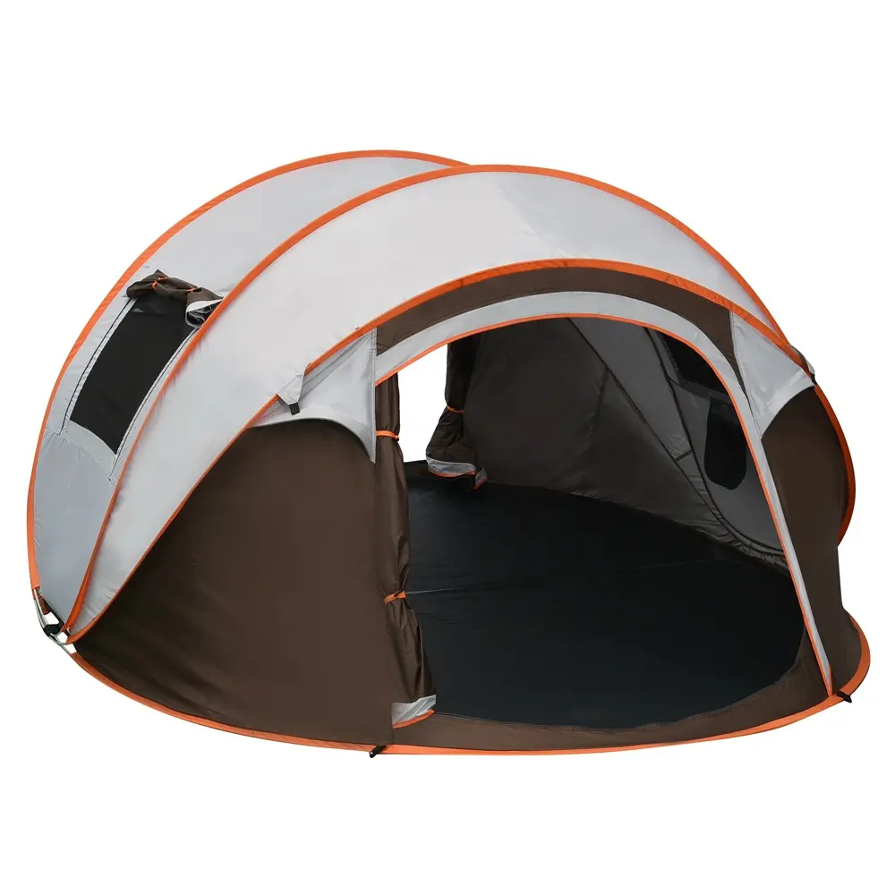 Hochwertige 190t Polyester Pu Silber beschichtung wasserdicht 4 Personen Zelt Familie Pop-up Zelt Camp Zelt