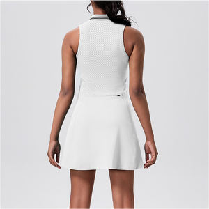 高品质女性马球领拉链无袖裸体感透气舞裙健身跑步高尔夫网球裙 - Product Image 2