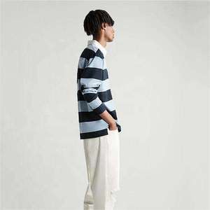 <span class=keywords><strong>Polo</strong></span> a maniche lunghe da <span class=keywords><strong>uomo</strong></span> in <span class=keywords><strong>cotone</strong></span> 100% personalizzata, di alta qualità, traspirante, delicata sulla pelle, a righe, 260g, anti-pilling - Product Image 3