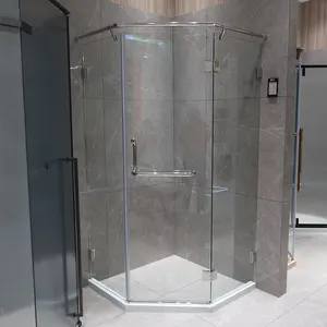 Porte de douche intérieure moderne étanche sans cadre en verre trempé sur mesure
